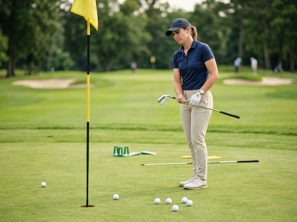 golfer-struggling-with-distance-control-during-scoring-practice