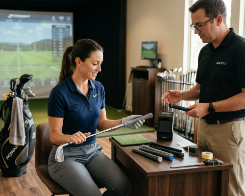 golfer-testing-cushioned-grips-for-shock-absorption-and-comfort