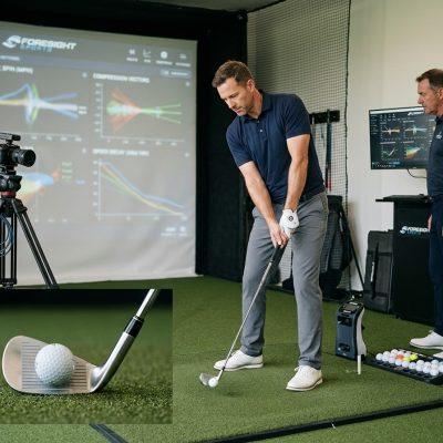 golfer-testing-golf-ball-compression-and-energy-transfer-in-fitting-bay