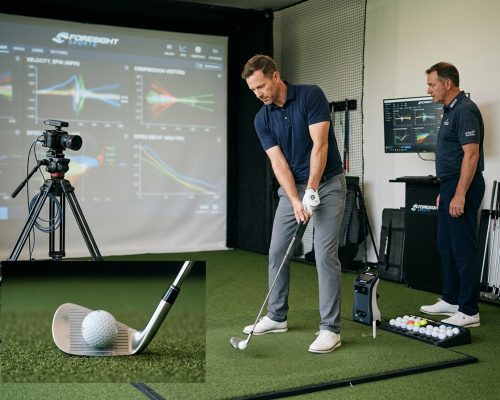 golfer-testing-golf-ball-compression-and-energy-transfer-in-fitting-bay