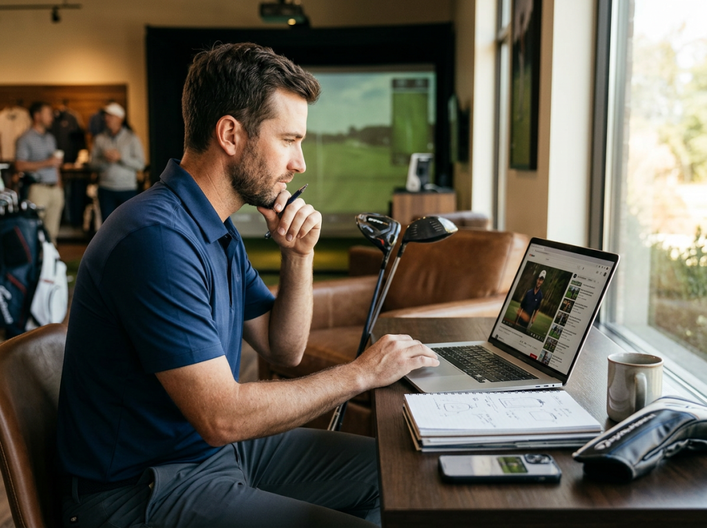 golfer-watching-reliable-video-reviews-for-golf-equipment